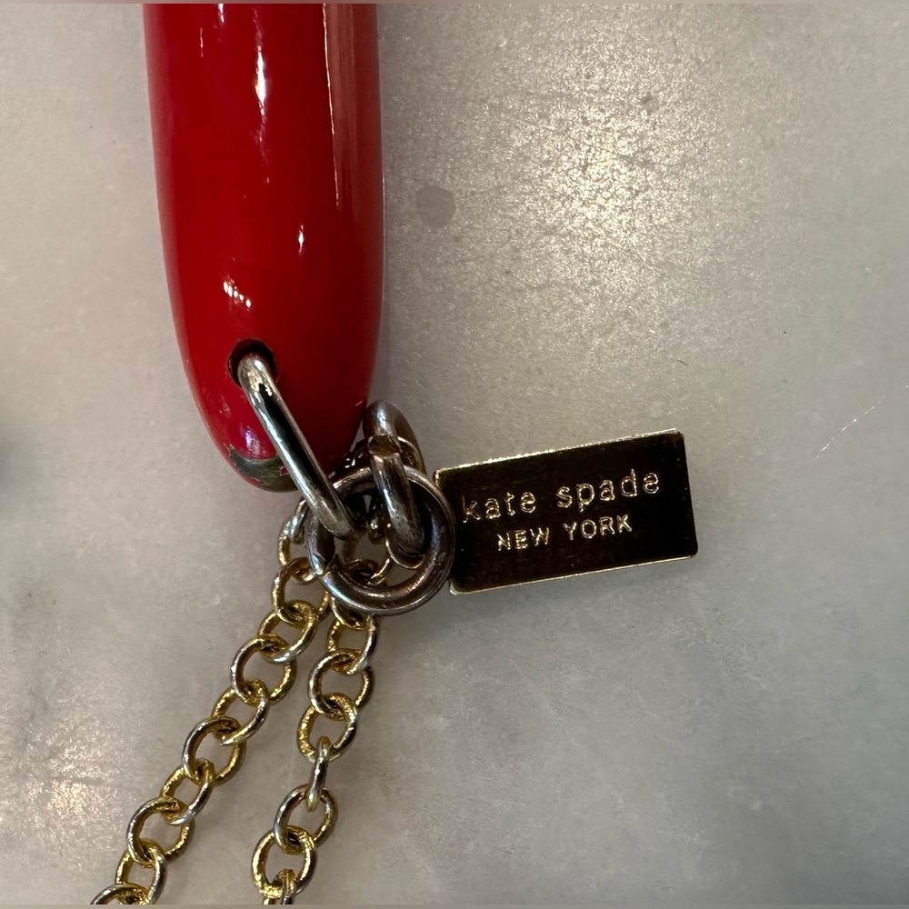 KATE SPADE Necklace - Red Pen with Gold Chain - Picture 12 of 14